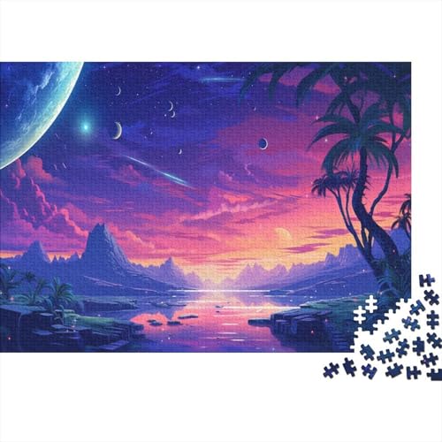 Planeten Puzzle 1000 Teile Schwer Puzzle Spielzeug Pädagogisches Spiel Impossible Lila Rosa Himmel Herausforderung Spielzeug Für Erwachsene Und Kinder Ab 12 Jahren 1000pcs (75x50cm) von CCIZFMQ