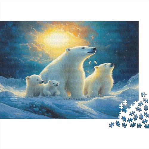 Polar Bären Puzzle 1000 Teile Schwer Puzzle Spielzeug Lernspiel Impossible Schneig Berg Sonnenuntergang Herausforderung Spielzeug Für Erwachsene Kinder 1000pcs (75x50cm) von CCIZFMQ