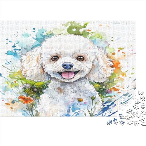 Poodle Puzzle 1000-teilige Schwer Puzzle Spielzeug Pädagogisches Spiel Impossible Aquarellkunst Herausforderung Spielzeug Für Erwachsene Kinder 1000pcs (75x50cm) von CCIZFMQ