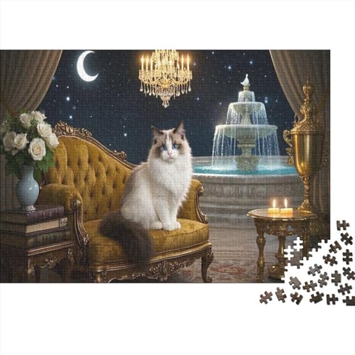 Ragdoll Katze Puzzle 1000-teilige Schwer Puzzle Spielzeug Lernspiel Impossible Klassisches Sofa Herausforderung Spielzeug Für Erwachsene Und Kinder in Bewährter 1000pcs (75x50cm) von CCIZFMQ