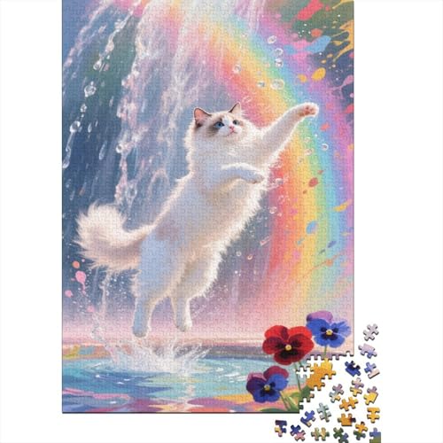 Ragdoll Katze Puzzles 1000 Teile Schwer Puzzle Spielzeug Pädagogisches Spiel Impossible Wasserfall Regenbogen Herausforderung Spielzeug Für Erwachsene Und Kinder Ab 12 Jahren 1000pcs (75x50cm) von CCIZFMQ