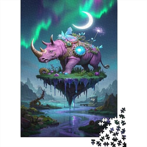 Rhinoceros Puzzle 1000 Teile Schwer Puzzle Spielzeug Lernspiel Impossible Fantasie Cartoon Herausforderungsspielzeug Für Erwachsene Und Kinder in Bewährter 1000pcs (75x50cm) von CCIZFMQ
