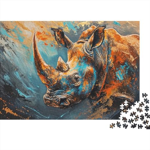Rhinoceros Puzzle 1000-teilige Schwer Puzzle Spielzeug Lernspiel Impossible Abstract Art Herausforderung Spielzeug Für Erwachsene Und Kinder in Bewährter 1000pcs (75x50cm) von CCIZFMQ