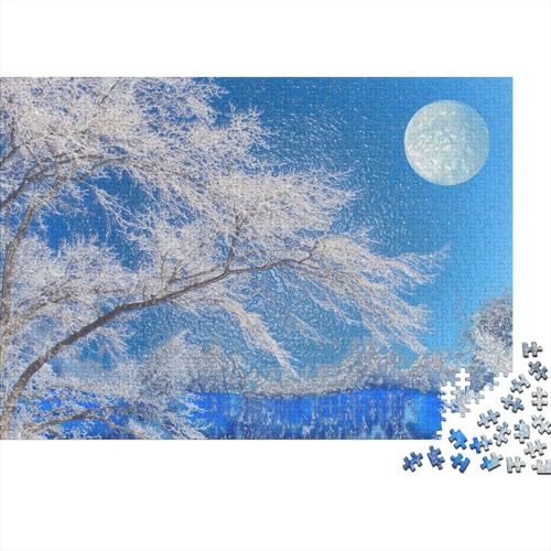 Rime Bäume Puzzle 1000-teilige Schwer Puzzle Spielzeug Lernspiel Impossible Bright Moon Herausforderung Spielzeug Für Erwachsene Und Kinder Ab 12 Jahren 1000pcs (75x50cm) von CCIZFMQ