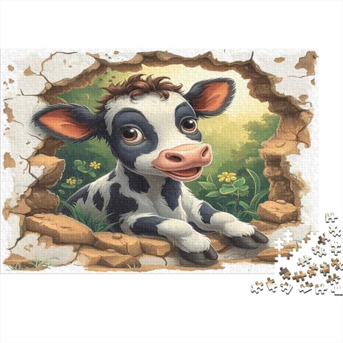Rind Puzzles 1000 Teile Schwer Puzzle Spielzeug Pädagogisches Spiel Impossible Adorable Kuh Herausforderungsspielzeug Für Erwachsene Kinder 1000pcs (75x50cm) von CCIZFMQ