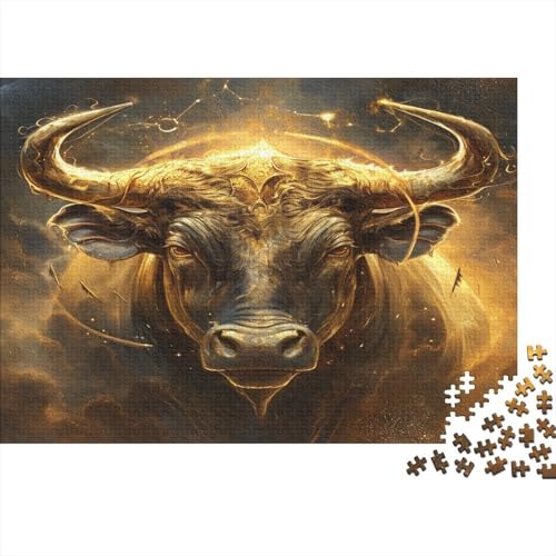 Rinder Puzzle 1000-teilige Schwer Puzzle Spielzeug Lernspiel Impossible Golden Stier Herausforderungsspielzeug Für Erwachsene Und Kinder in Bewährter 1000pcs (75x50cm) von CCIZFMQ