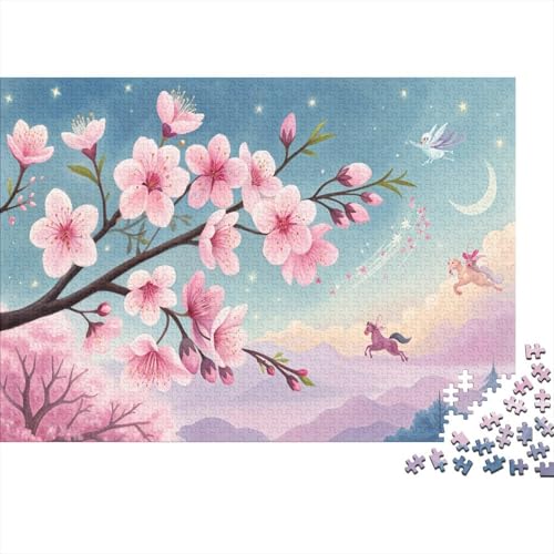 Rosa Kirschblüten Puzzle 1000-teilige Schwer Puzzle Spielzeug Lernspiel Impossible Starlit Sky Herausforderungsspielzeug Für Erwachsene Kinder 1000pcs (75x50cm) von CCIZFMQ