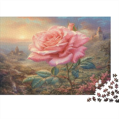 Rose Puzzle 1000 Teile Schwer Puzzle Spielzeug Lernspiel Impossible Rosa Blütenblätter Herausforderung Spielzeug Für Erwachsene Und Kinder in Bewährter 1000pcs (75x50cm) von CCIZFMQ