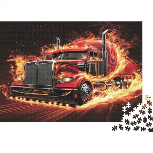 Rote Flamme LKW Puzzle 1000 Teile Schwer Puzzle Spielzeug Lernspiel Impossible Sternenhimmel Herausforderungsspielzeug Für Erwachsene Und Kinder Ab 14 Jahren 1000pcs (75x50cm) von CCIZFMQ