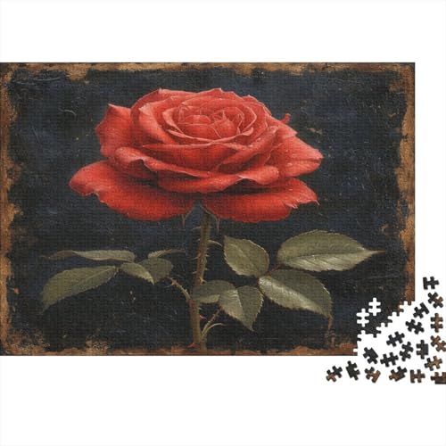 Rote Rose Puzzle 1000 Teile Schwer Puzzle Spielzeug Pädagogisches Spiel Impossible Herausforderung Spielzeug Für Erwachsene Und Kinder in Bewährter 1000pcs (75x50cm) von CCIZFMQ