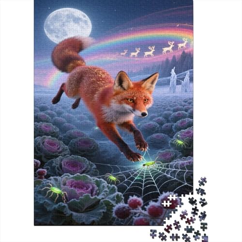 Roter Fuchs Puzzles 1000 Teile Schwer Puzzle Spielzeug Lernspiel Impossible Moon Blumenfeld Herausforderungsspielzeug Für Erwachsene Kinder 1000pcs (75x50cm) von CCIZFMQ