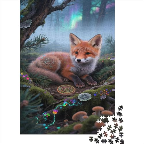 Roter Fuchs Puzzles 1000 Teile Schwer Puzzle Spielzeug Pädagogisches Spiel Impossible Nordlichter Forest Herausforderung Spielzeug Für Erwachsene Und Kinder Ab 14 Jahren 1000pcs (75x50cm) von CCIZFMQ