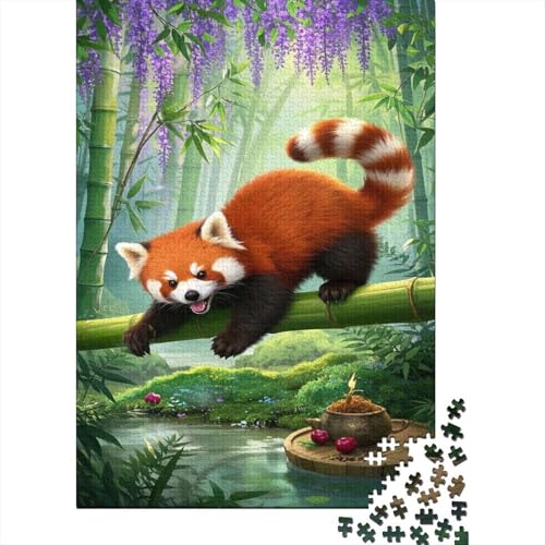 Roter Panda Puzzles 1000 Teile Schwer Puzzle Spielzeug Lernspiel Impossible Bamboo Forest Herausforderung Spielzeug Für Erwachsene Kinder 1000pcs (75x50cm) von CCIZFMQ