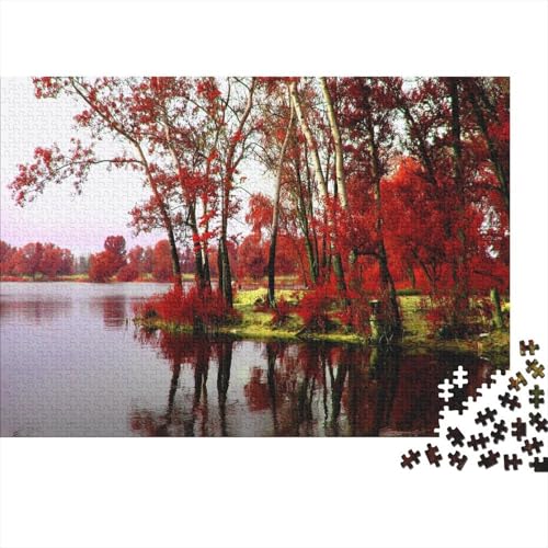 Roter Wald Puzzles 1000 Teile Schwer Puzzle Spielzeug Pädagogisches Spiel Impossible Spiegelsee Water Herausforderungsspielzeug Für Erwachsene Und Kinder Ab 12 Jahren 1000pcs (75x50cm) von CCIZFMQ