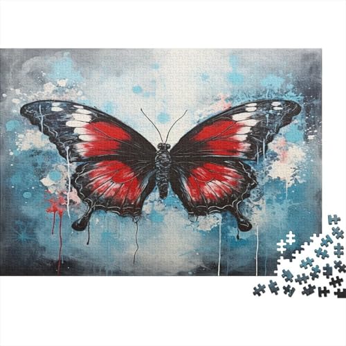 Roter schwarzer Schmetterling Puzzle 1000 Teile Schwer Puzzle Spielzeug Pädagogisches Spiel Impossible Herausforderung Spielzeug Für Erwachsene Kinder 1000pcs (75x50cm) von CCIZFMQ