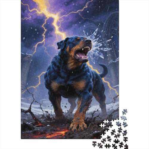 Rottweiler Puzzles 1000 Teile Schwer Puzzle Spielzeug Pädagogisches Spiel Impossible Blitz Snow Herausforderungsspielzeug Für Erwachsene Und Kinder in Bewährter 1000pcs (75x50cm) von CCIZFMQ
