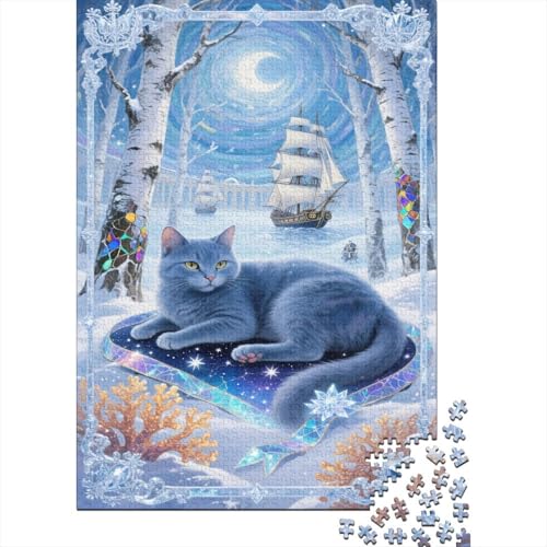 Russisch Blau Puzzles 1000 Teile Schwer Puzzle Spielzeug Pädagogisches Spiel Impossible Snowy Forest Herausforderung Spielzeug Für Erwachsene Kinder 1000pcs (75x50cm) von CCIZFMQ