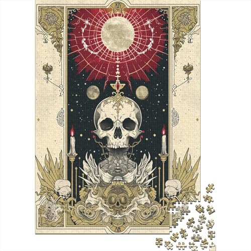 Schädel Puzzles 1000 Teile Schwer Puzzle Spielzeug Lernspiel Impossible Moon Tarot Card Herausforderungsspielzeug Für Erwachsene Kinder 1000pcs (75x50cm) von CCIZFMQ