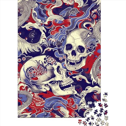 Schädel Puzzles 1000 Teile Schwer Puzzle Spielzeug Lernspiel Impossible Tattoo Art Herausforderungsspielzeug Für Erwachsene Und Kinder Ab 14 Jahren 1000pcs (75x50cm) von CCIZFMQ