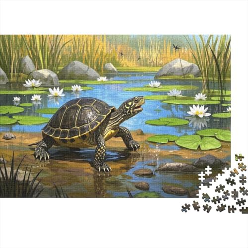 Schildkröte Puzzles 1000 Teile Schwer Puzzle Spielzeug Lernspiel Impossible Wasserlile Teich Herausforderung Spielzeug Für Erwachsene Kinder 1000pcs (75x50cm) von CCIZFMQ
