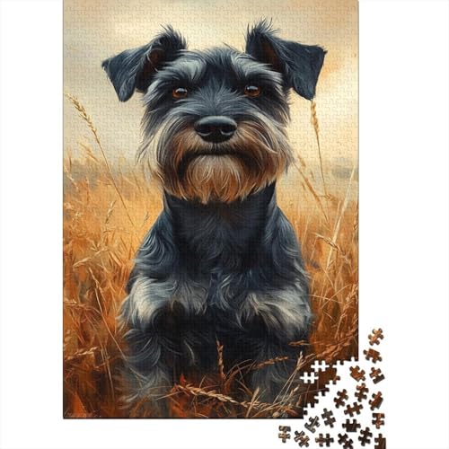 Schnauzer Puzzle 1000 Teile Schwer Puzzle Spielzeug Lernspiel Impossible Grassland Herausforderungsspielzeug Für Erwachsene Kinder 1000pcs (75x50cm) von CCIZFMQ
