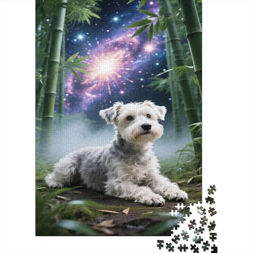 Schnauzer Puzzle 1000-teilige Schwer Puzzle Spielzeug Lernspiel Impossible Sternenhimmel Bambuswald Herausforderungsspielzeug Für Erwachsene Kinder 1000pcs (75x50cm) von CCIZFMQ