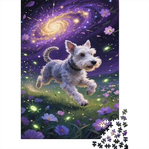 Schnauzer Puzzle 1000-teilige Schwer Puzzle Spielzeug Lernspiel Impossible Sternenhimmel Grasland Herausforderungsspielzeug Für Erwachsene Und Kinder in Bewährter 1000pcs (75x50cm) von CCIZFMQ