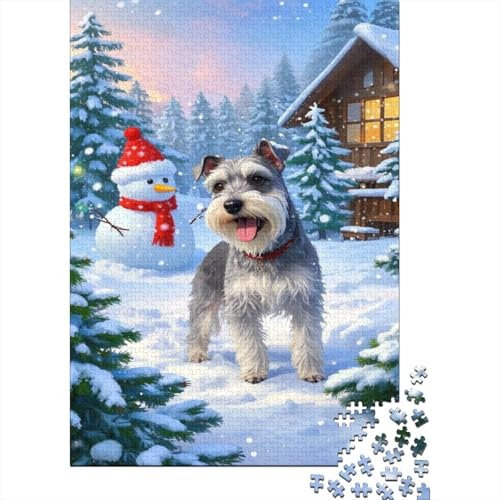 Schnauzer Puzzle 1000-teilige Schwer Puzzle Spielzeug Pädagogisches Spiel Impossible Cute Dog Herausforderungsspielzeug Für Erwachsene Kinder 1000pcs (75x50cm) von CCIZFMQ