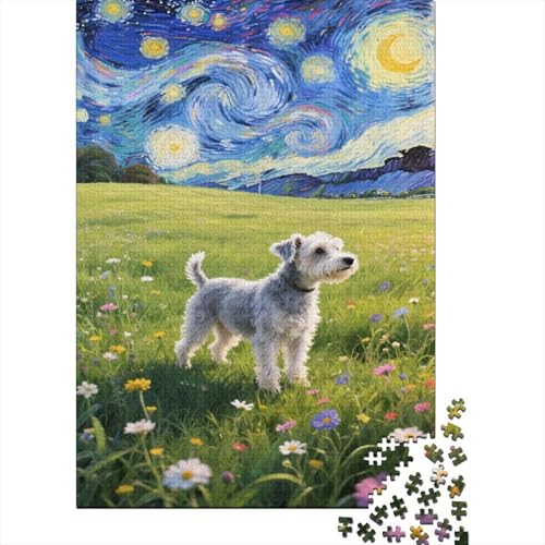 Schnauzer Puzzles 1000 Teile Schwer Puzzle Spielzeug Pädagogisches Spiel Impossible Sternenhimmel Grasland Herausforderungsspielzeug Für Erwachsene Kinder 1000pcs (75x50cm) von CCIZFMQ