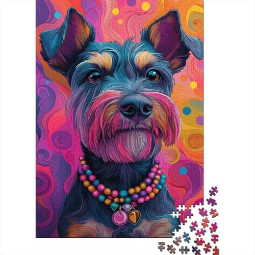 Schnauzer Puzzles 1000-teilige Schwer Puzzle Spielzeug Lernspiel Impossible Art Hund Herausforderungsspielzeug Für Erwachsene Kinder 1000pcs (75x50cm) von CCIZFMQ