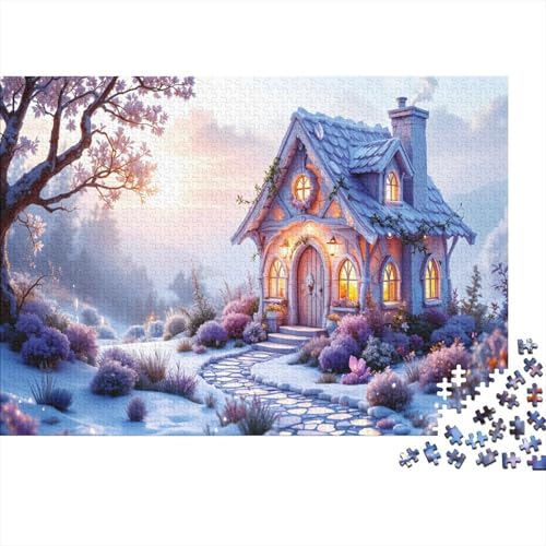 Schnee Cottage Puzzles 1000 Teile Schwer Puzzle Spielzeug Pädagogisches Spiel Impossible Sonnenuntergang Wald Herausforderungsspielzeug Für Erwachsene Kinder 1000pcs (75x50cm) von CCIZFMQ
