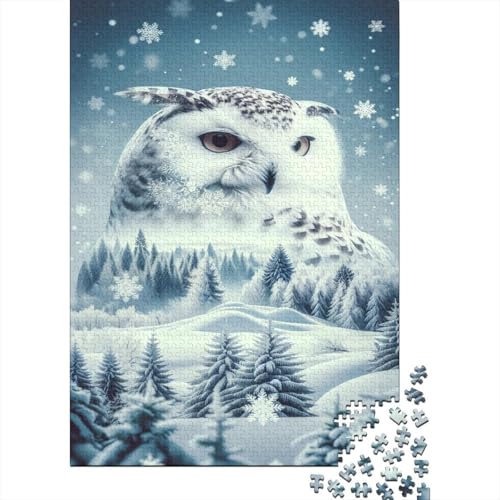 Schneeule Puzzles 1000 Teile Schwer Puzzle Spielzeug Lernspiel Impossible Winterwald Herausforderungsspielzeug Für Erwachsene Und Kinder Ab 14 Jahren 1000pcs (75x50cm) von CCIZFMQ