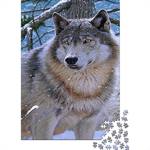 Schneewolf Puzzle 1000-teilige Schwer Puzzle Spielzeug Lernspiel Impossible Zedernwald Herausforderungsspielzeug Für Erwachsene Und Kinder Ab 14 Jahren 1000pcs (75x50cm) von CCIZFMQ
