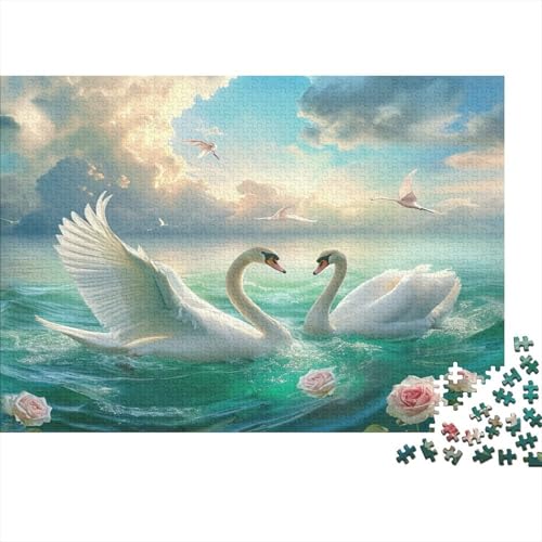 Schwan Puzzles 1000 Teile Schwer Puzzle Spielzeug Pädagogisches Spiel Impossible Blauer Himmel Wasser Herausforderungsspielzeug Für Erwachsene Kinder 1000pcs (75x50cm) von CCIZFMQ