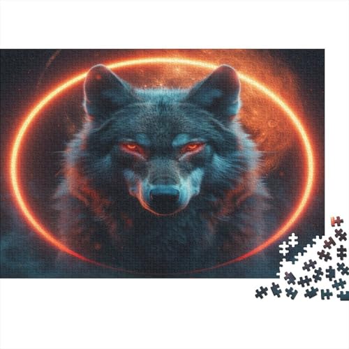 Schwarzer Wolf Puzzles 1000 Teile Schwer Puzzle Spielzeug Pädagogisches Spiel Impossible Fantasy Kunst Herausforderung Spielzeug Für Erwachsene Und Kinder Ab 12 Jahren 1000pcs (75x50cm) von CCIZFMQ
