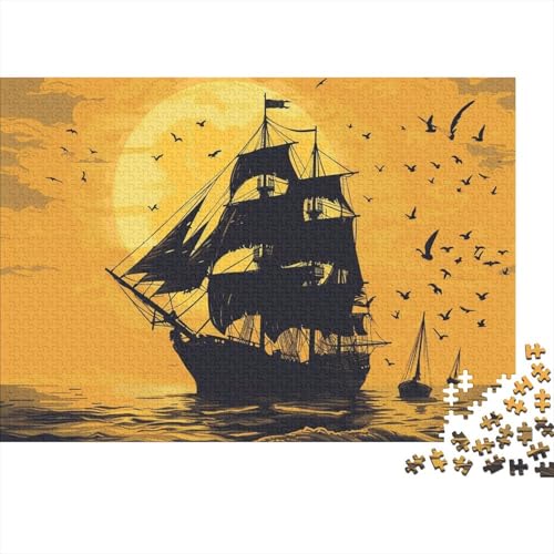 Segelboot Puzzle 1000 Teile Schwer Puzzle Spielzeug Lernspiel Impossible Sonnenuntergang im Ozean Herausforderungsspielzeug Für Erwachsene Und Kinder Ab 14 Jahren 1000pcs (75x50cm) von CCIZFMQ
