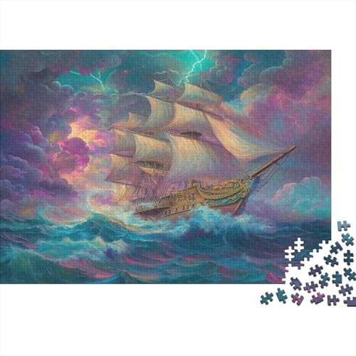 Segelboot Puzzle 1000 Teile Schwer Puzzle Spielzeug Pädagogisches Spiel Impossible Blitz Ocean Herausforderung Spielzeug Für Erwachsene Und Kinder Ab 14 Jahren 1000pcs (75x50cm) von CCIZFMQ
