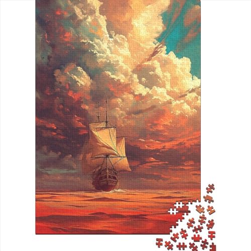 Segelboot Puzzle 1000-teilige Schwer Puzzle Spielzeug Lernspiel Impossible Sunset Sea Herausforderungsspielzeug Für Erwachsene Und Kinder Ab 12 Jahren 1000pcs (75x50cm) von CCIZFMQ