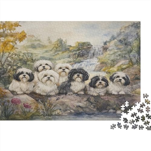 Shih Tzu Puzzles 1000 Teile Schwer Puzzle Spielzeug Lernspiel Impossible Waterfall Berg Forest Herausforderung Spielzeug Für Erwachsene Und Kinder Ab 12 Jahren 1000pcs (75x50cm) von CCIZFMQ