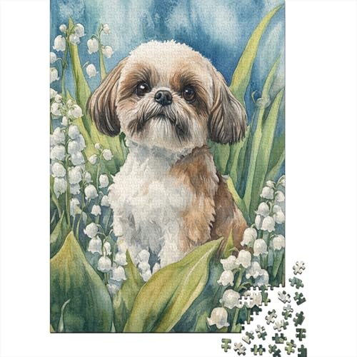 Shih Tzu. Puzzle 1000-teilige Schwer Puzzle Spielzeug Lernspiel Impossible Blume Field Herausforderungsspielzeug Für Erwachsene Und Kinder in Bewährter 1000pcs (75x50cm) von CCIZFMQ