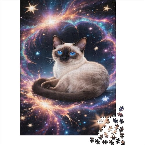 Siamische Katze Puzzle 1000 Teile Schwer Puzzle Spielzeug Pädagogisches Spiel Impossible Kosmischer Sternenhimmel Herausforderung Spielzeug Für Erwachsene Und Kinder Ab 12 Jahren 1000pcs (75x50cm) von CCIZFMQ