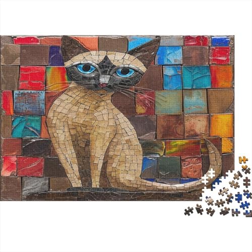 Siamische Katze Puzzles 1000 Teile Schwer Puzzle Spielzeug Lernspiel Impossible Mosaikkunst Herausforderungsspielzeug Für Erwachsene Und Kinder Ab 12 Jahren 1000pcs (75x50cm) von CCIZFMQ