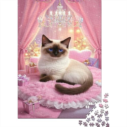 Siamois Puzzles 1000 Teile Schwer Puzzle Spielzeug Pädagogisches Spiel Impossible Niedliche Katze Herausforderung Spielzeug Für Erwachsene Kinder 1000pcs (75x50cm) von CCIZFMQ