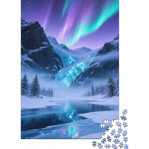 Snow Berg Puzzle 1000 Teile Schwer Puzzle Spielzeug Pädagogisches Spiel Impossible Nordlichter Herausforderung Spielzeug Für Erwachsene Und Kinder in Bewährter 1000pcs (75x50cm) von CCIZFMQ
