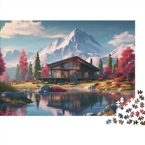 Snow Berghütte Puzzle 1000-teilige Schwer Puzzle Spielzeug Lernspiel Impossible House Herausforderung Spielzeug Für Erwachsene Und Kinder Ab 12 Jahren 1000pcs (75x50cm) von CCIZFMQ