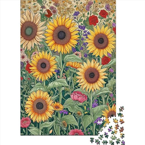 Sonnenblume Puzzles 1000 Teile Schwer Puzzle Spielzeug Lernspiel Impossible Flower Cluster Herausforderungsspielzeug Für Erwachsene Und Kinder Ab 12 Jahren 1000pcs (75x50cm) von CCIZFMQ