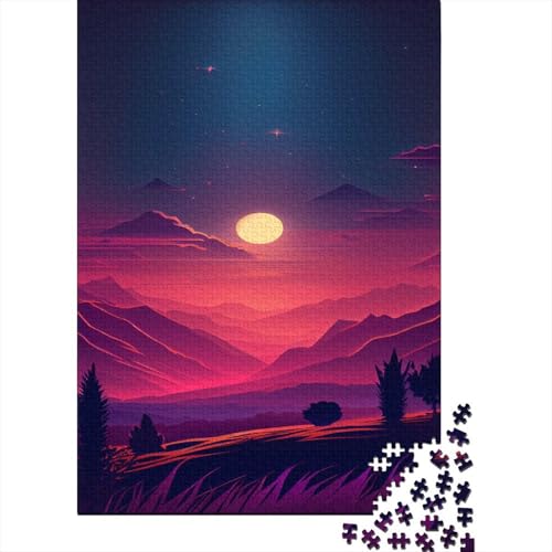 Sonnenuntergang Bergblick Puzzle 1000 Teile Schwer Puzzle Spielzeug Lernspiel Impossible Starry Sky Herausforderungsspielzeug Für Erwachsene Kinder 1000pcs (75x50cm) von CCIZFMQ