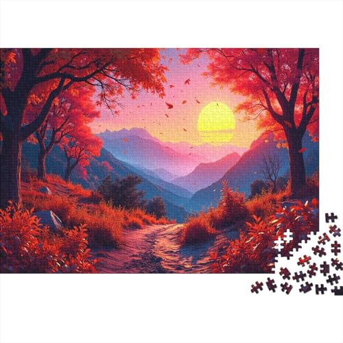 Sonnenuntergang Entfernte Berge Puzzles 1000 Teile Schwer Puzzle Spielzeug Lernspiel Impossible Waldwege Herausforderung Spielzeug Für Erwachsene Und Kinder Ab 12 Jahren 1000pcs (75x50cm) von CCIZFMQ