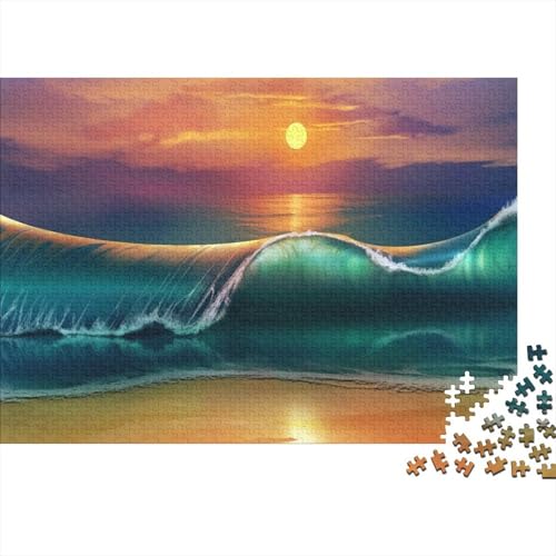 Sonnenuntergang Meerblick Puzzles 1000-teilige Schwer Puzzle Spielzeug Lernspiel Impossible Wellenstrand Herausforderungsspielzeug Für Erwachsene Kinder 1000pcs (75x50cm) von CCIZFMQ