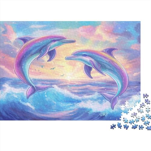 Sonnenuntergang Ozean Puzzles 1000 Teile Schwer Puzzle Spielzeug Pädagogisches Spiel Impossible Delphin Herausforderungsspielzeug Für Erwachsene Und Kinder Ab 12 Jahren 1000pcs (75x50cm) von CCIZFMQ